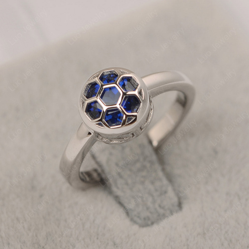 Football Inspired Sapphire Ring