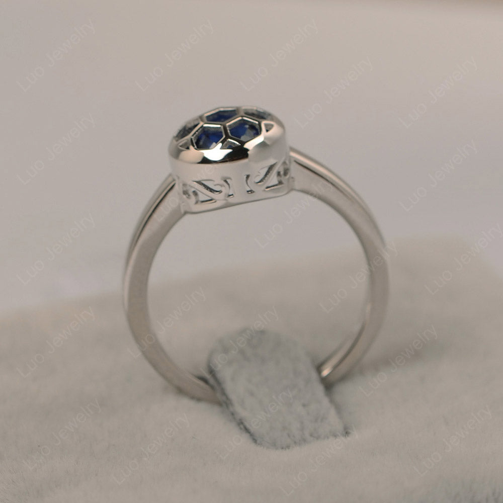 Football Inspired Sapphire Ring