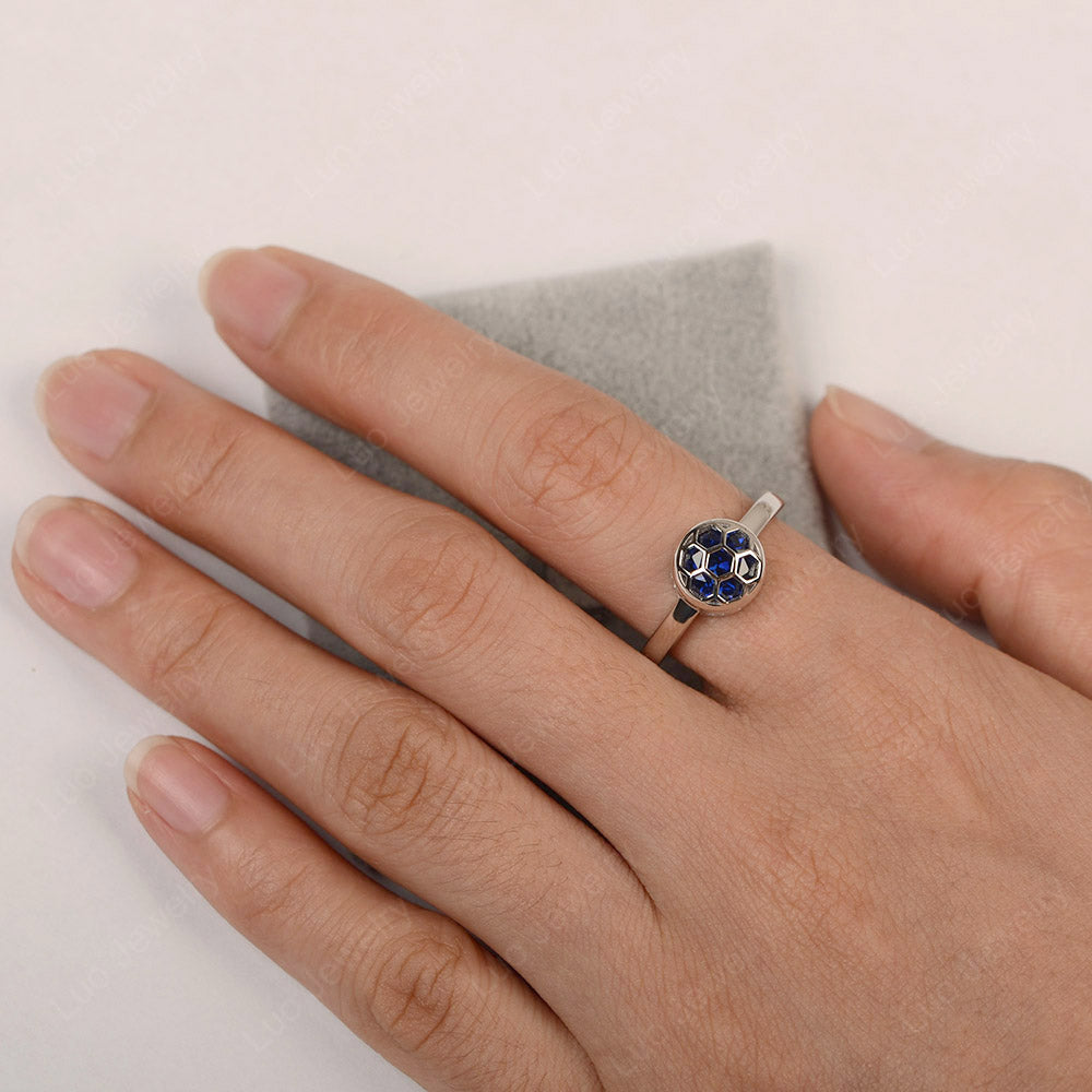 Football Inspired Lab Sapphire Ring