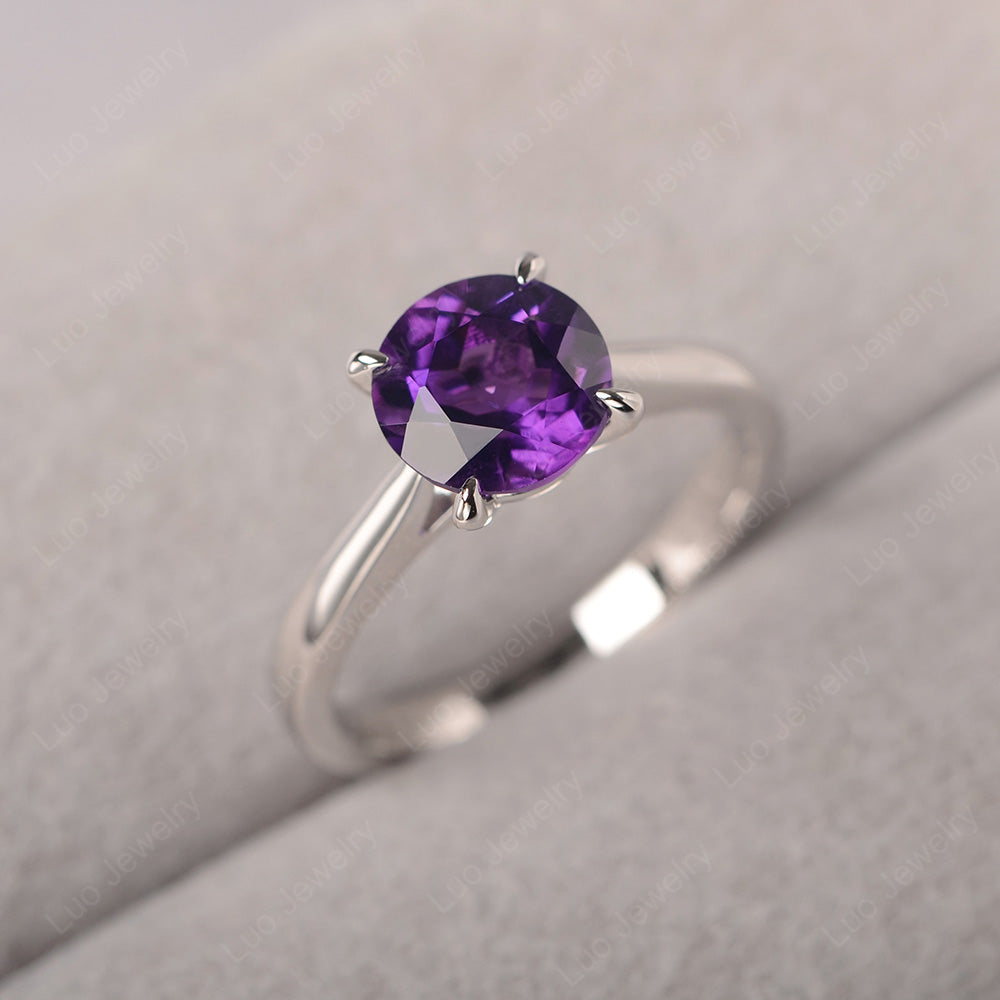 Amethyst Cathedral Solitaire Engagement Ring - LUO Jewelry