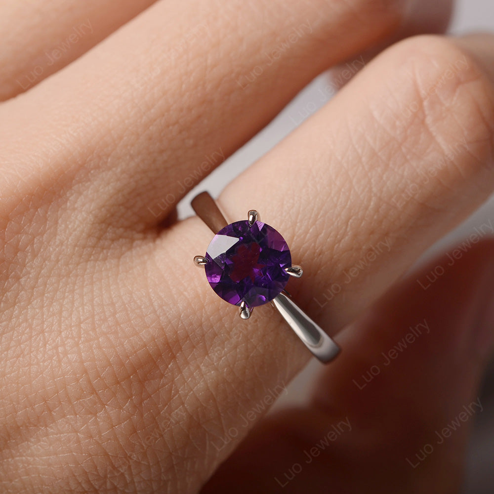 Amethyst Cathedral Solitaire Engagement Ring - LUO Jewelry