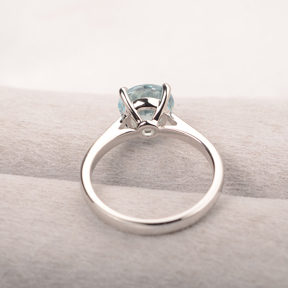 Aquamarine Cathedral Solitaire Engagement Ring - LUO Jewelry