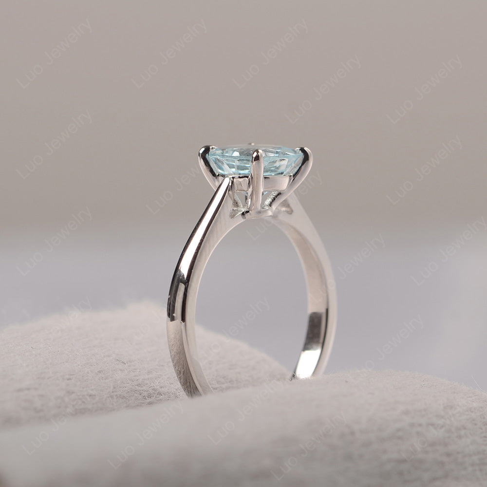 Aquamarine Cathedral Solitaire Engagement Ring - LUO Jewelry