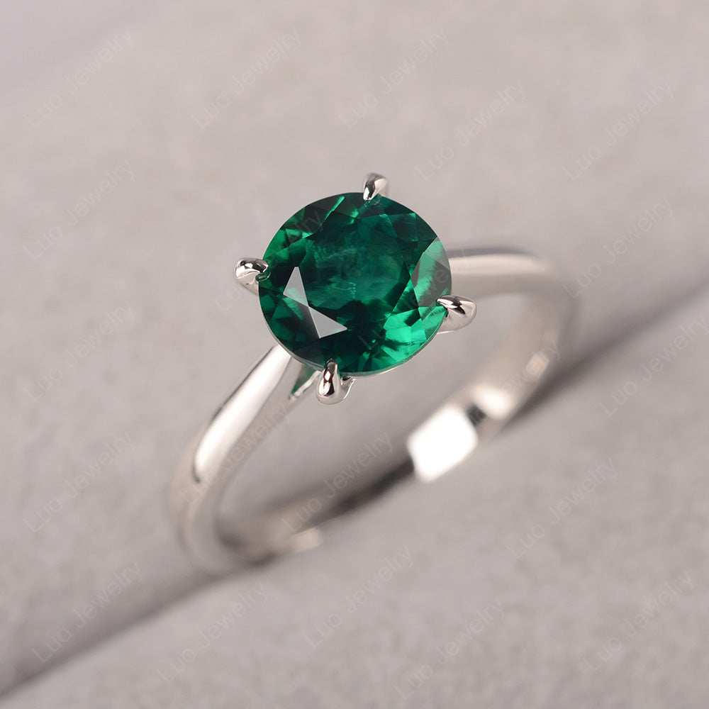 Lab Emerald Cathedral Solitaire Engagement Ring - LUO Jewelry