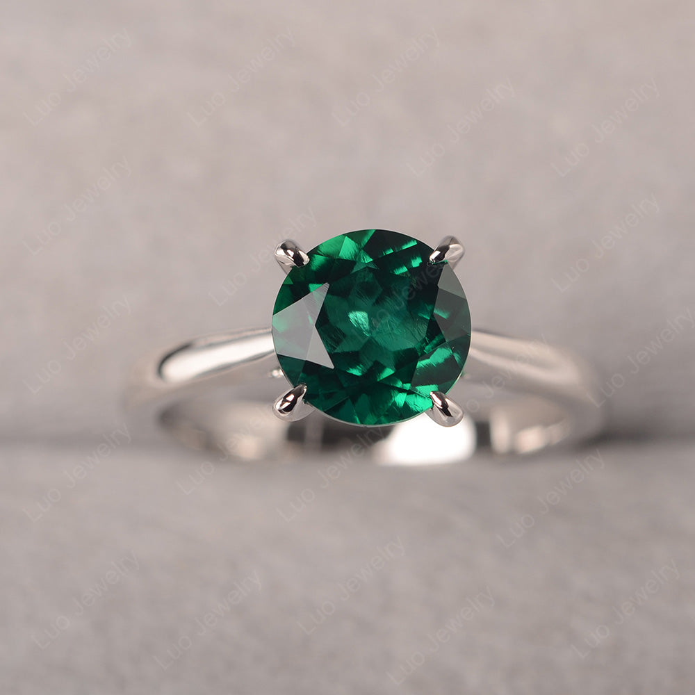 Lab Emerald Cathedral Solitaire Engagement Ring - LUO Jewelry