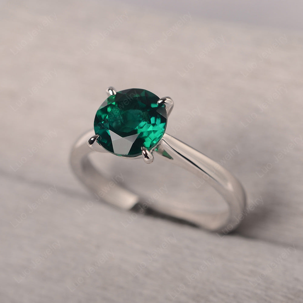 Lab Emerald Cathedral Solitaire Engagement Ring - LUO Jewelry