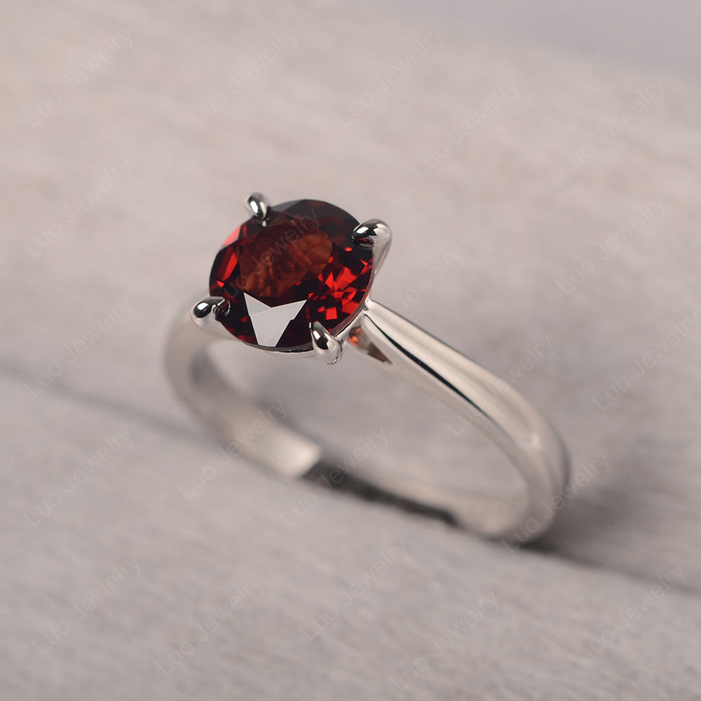 Garnet Cathedral Solitaire Engagement Ring - LUO Jewelry