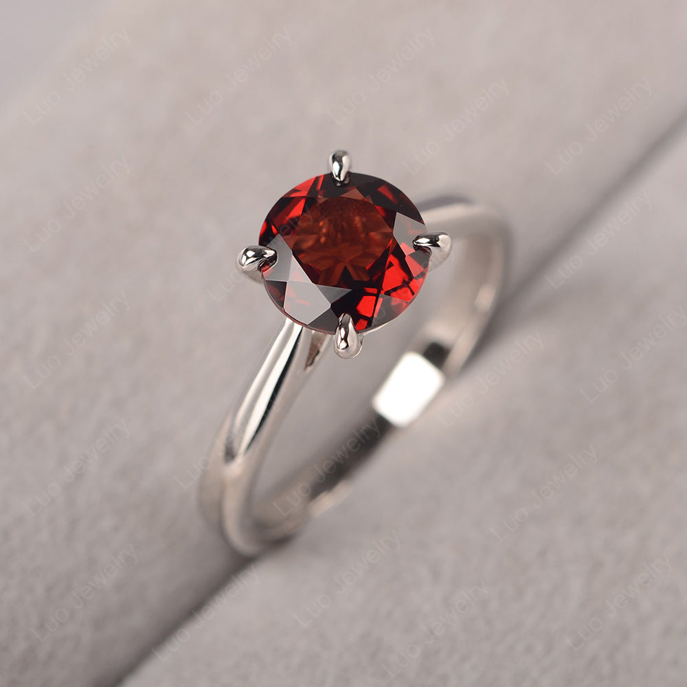 Garnet Cathedral Solitaire Engagement Ring - LUO Jewelry