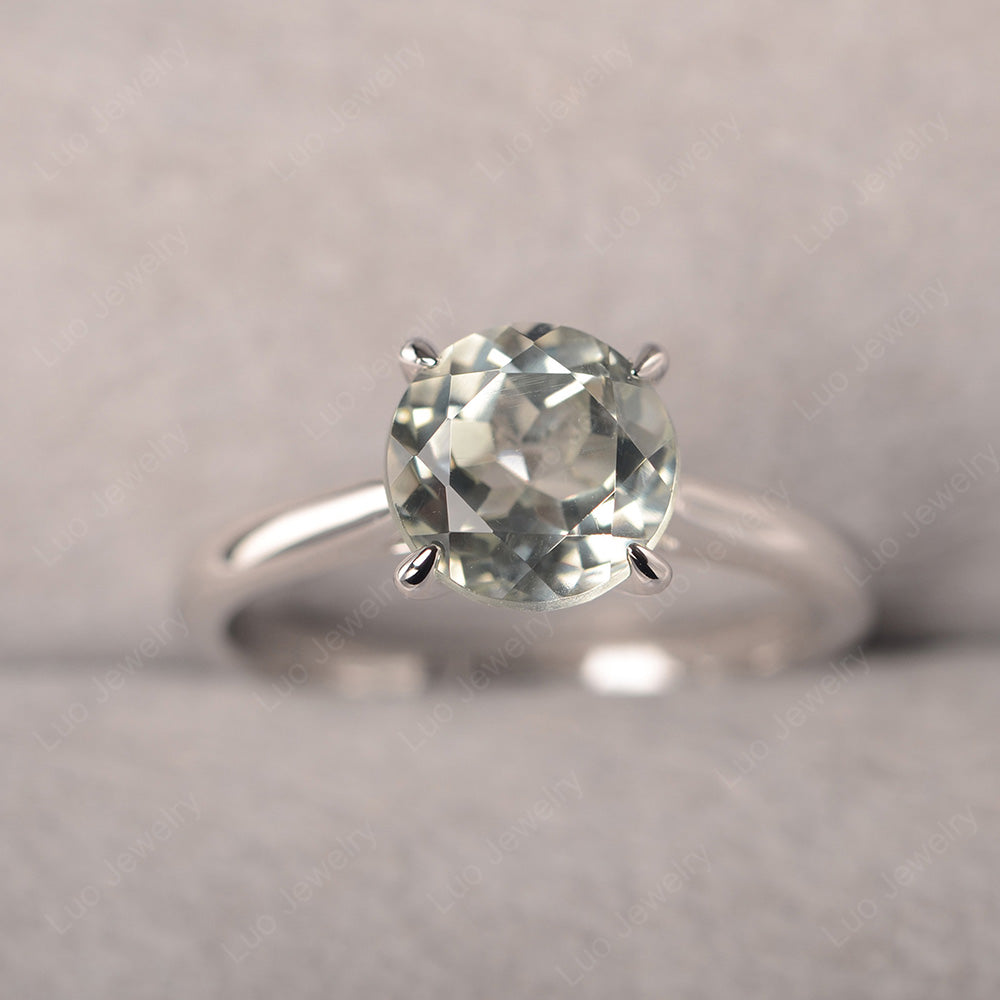 Green Amethyst Cathedral Solitaire Engagement Ring - LUO Jewelry
