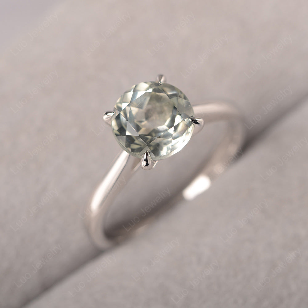 Green Amethyst Cathedral Solitaire Engagement Ring - LUO Jewelry