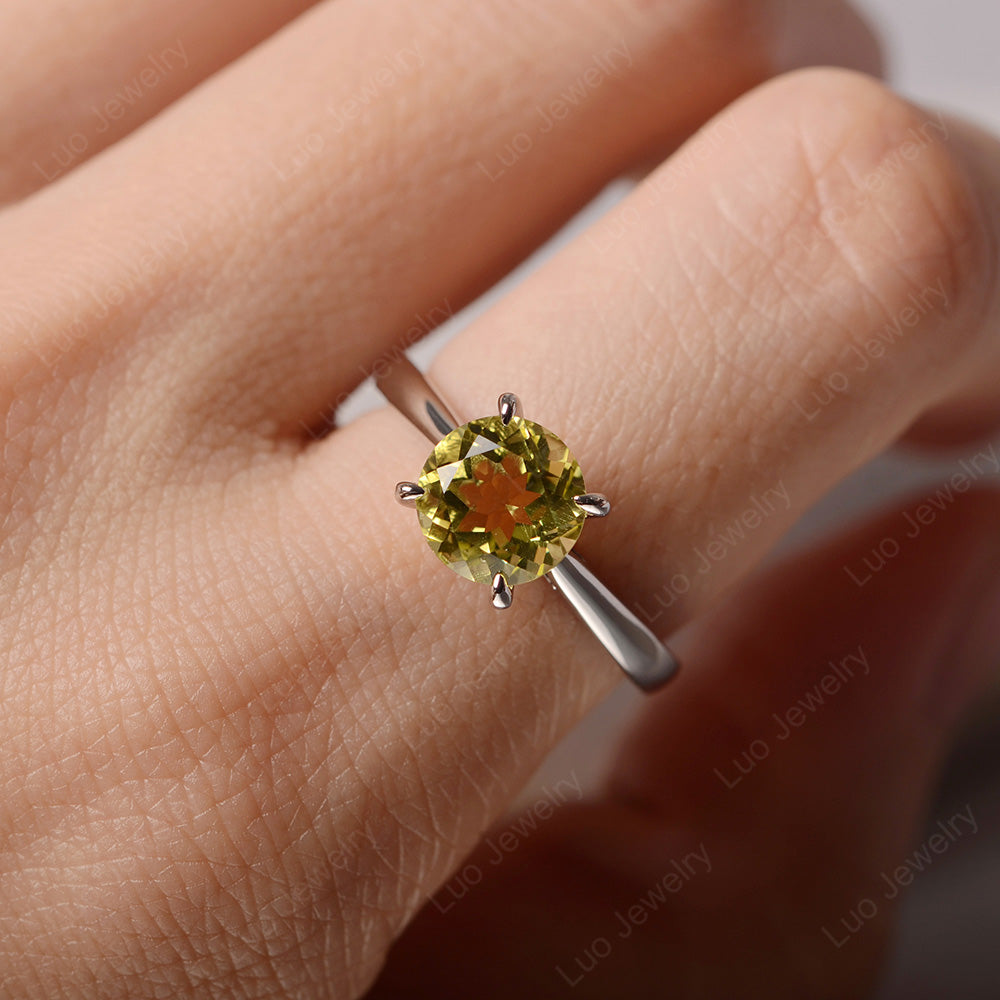 Lemon Quartz Cathedral Solitaire Engagement Ring - LUO Jewelry