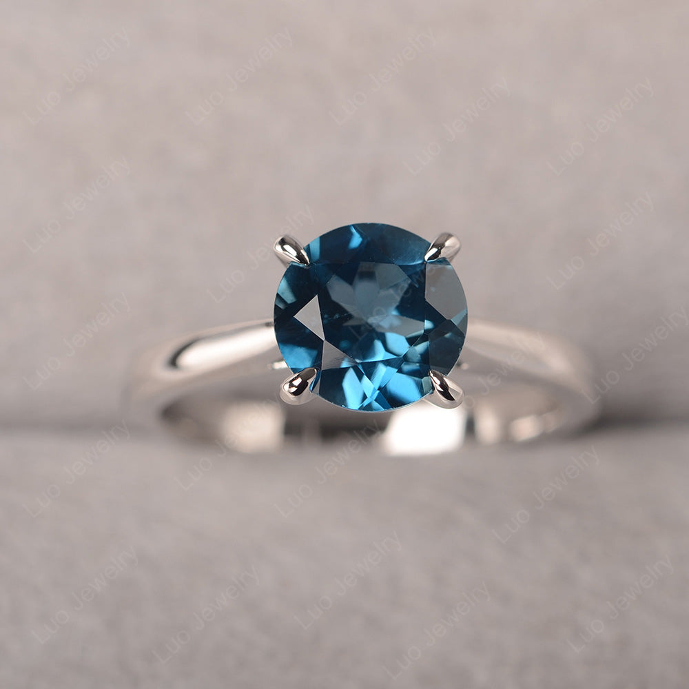 London Blue Topaz Cathedral Solitaire Engagement Ring - LUO Jewelry