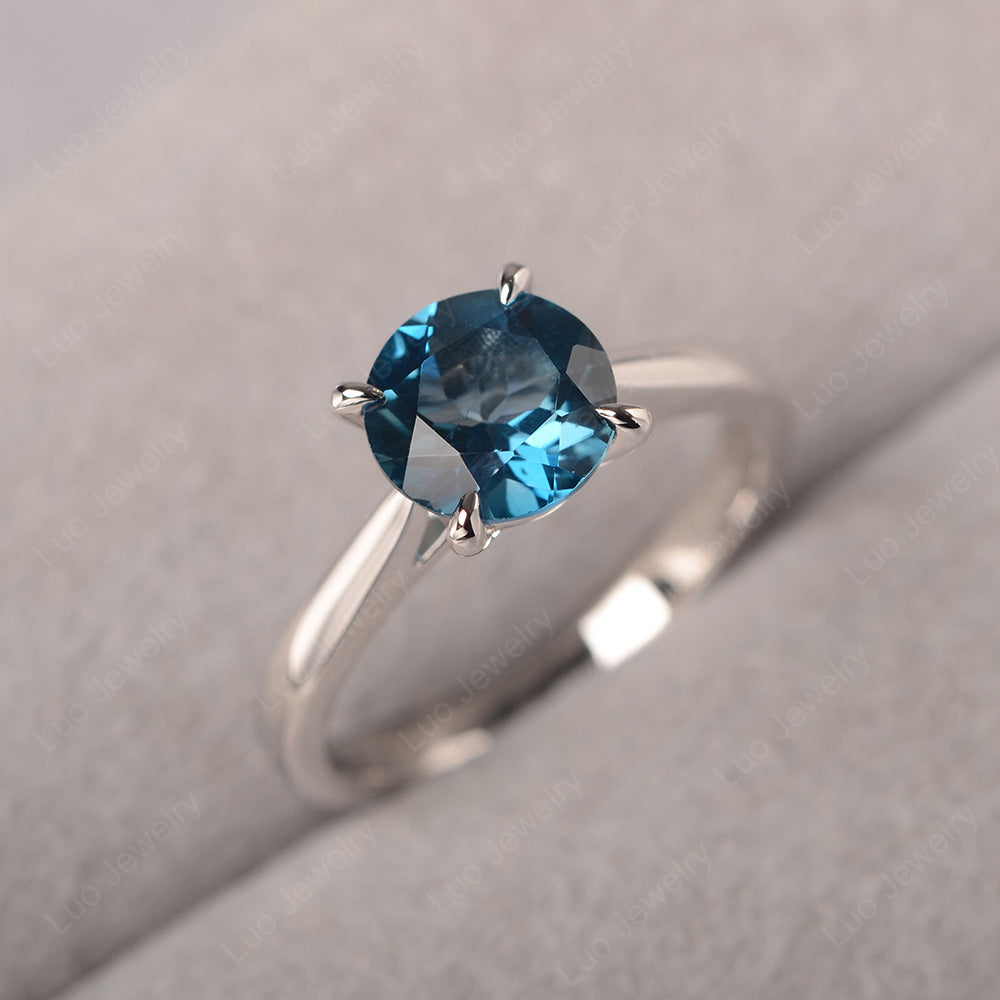 London Blue Topaz Cathedral Solitaire Engagement Ring - LUO Jewelry