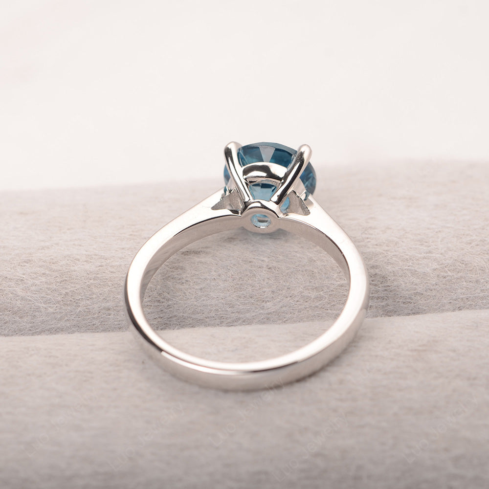 London Blue Topaz Cathedral Solitaire Engagement Ring - LUO Jewelry