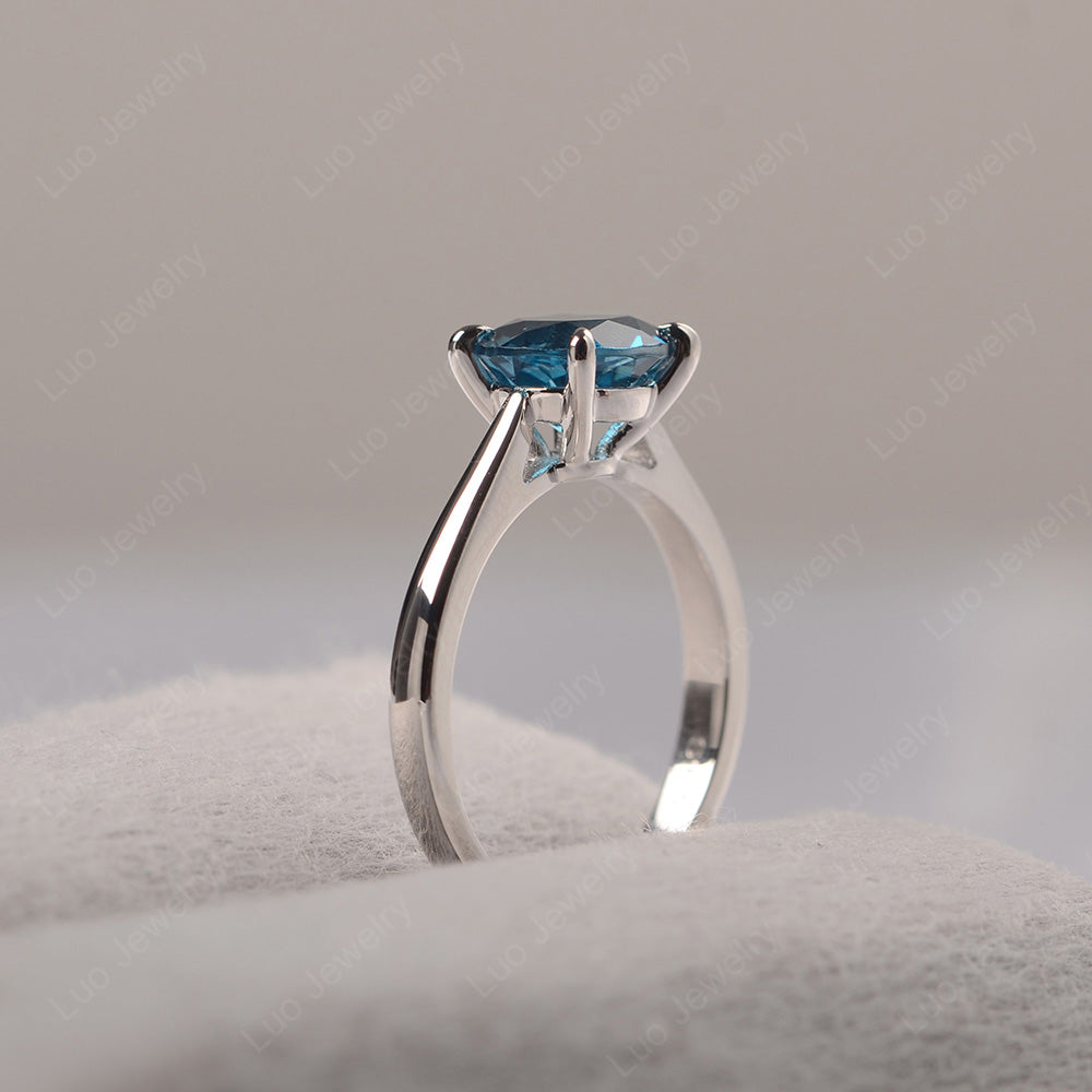 London Blue Topaz Cathedral Solitaire Engagement Ring - LUO Jewelry