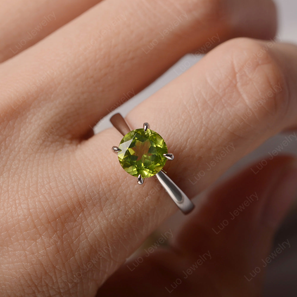 Peridot Cathedral Solitaire Engagement Ring - LUO Jewelry