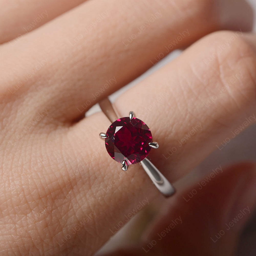 Ruby Cathedral Solitaire Engagement Ring - LUO Jewelry