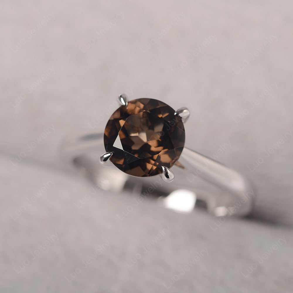 Smoky Quartz  Cathedral Solitaire Engagement Ring - LUO Jewelry