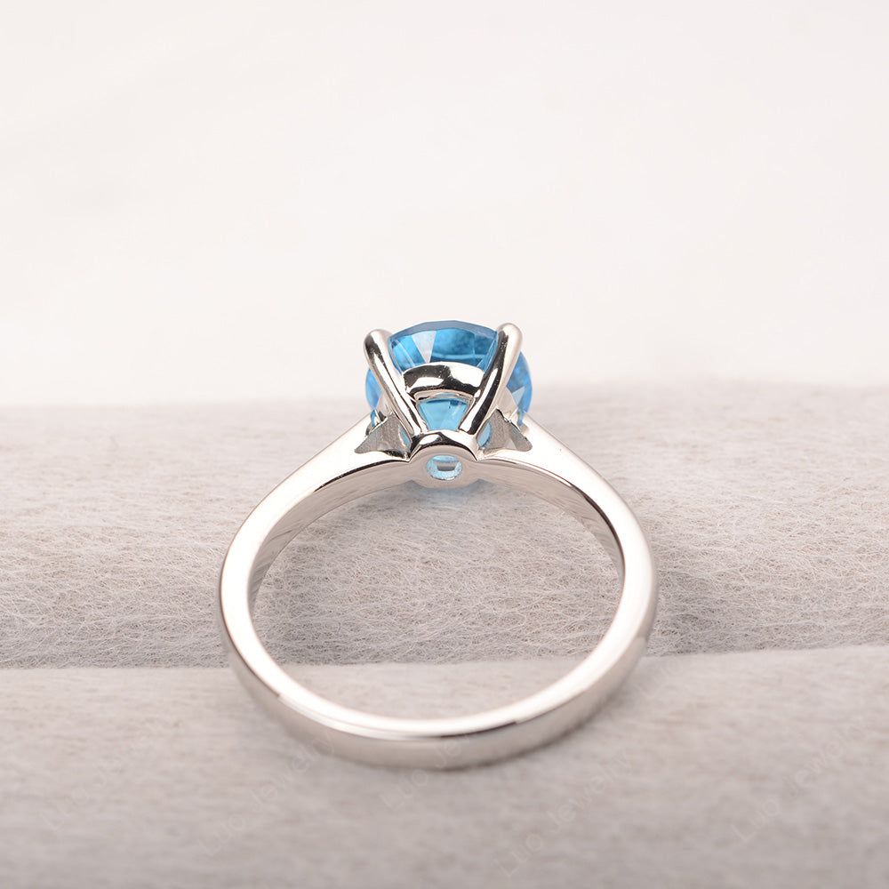 Swiss Blue Topaz Cathedral Solitaire Engagement Ring - LUO Jewelry