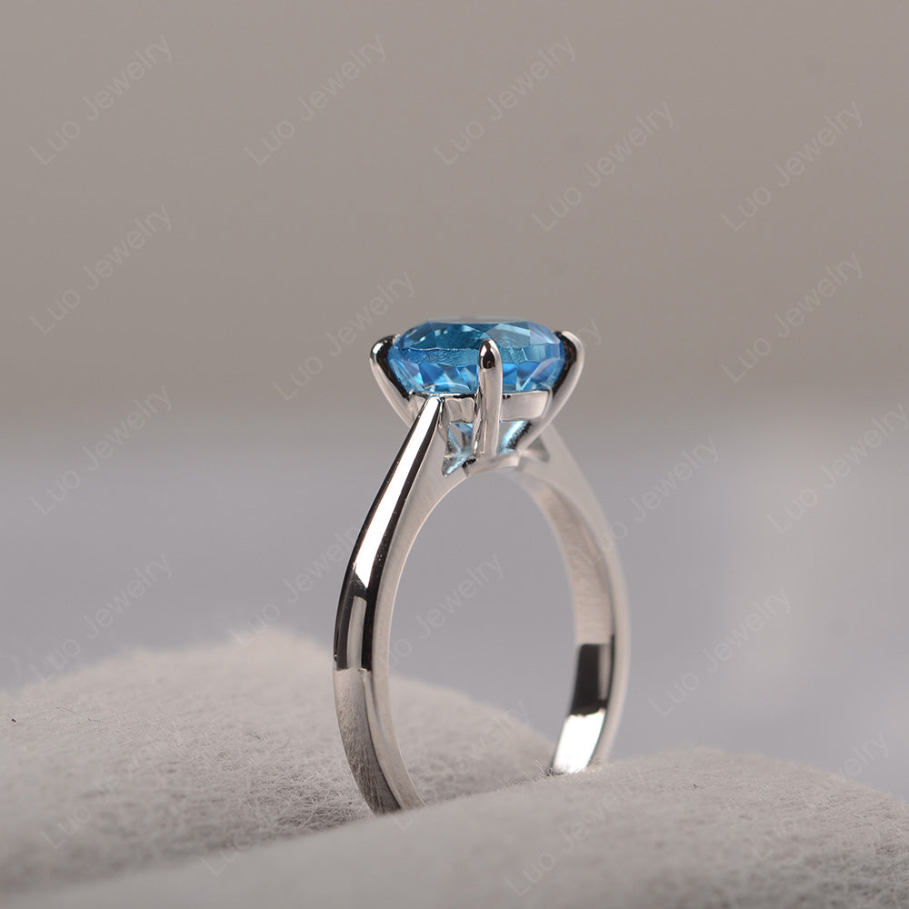 Swiss Blue Topaz Cathedral Solitaire Engagement Ring - LUO Jewelry