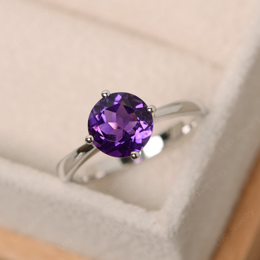 Round Cut Kite Set Amethyst Solitaire Ring - LUO Jewelry