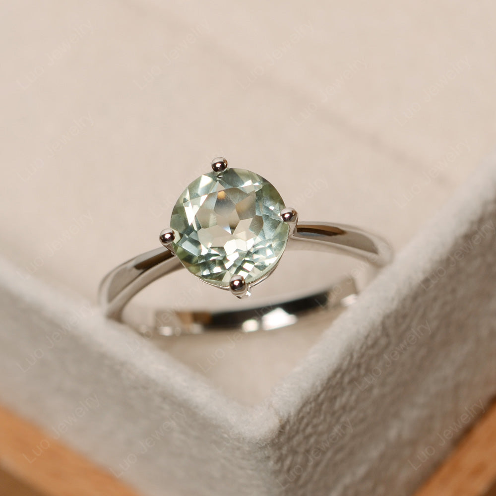 Round Cut Kite Set Green Amethyst Solitaire Ring - LUO Jewelry