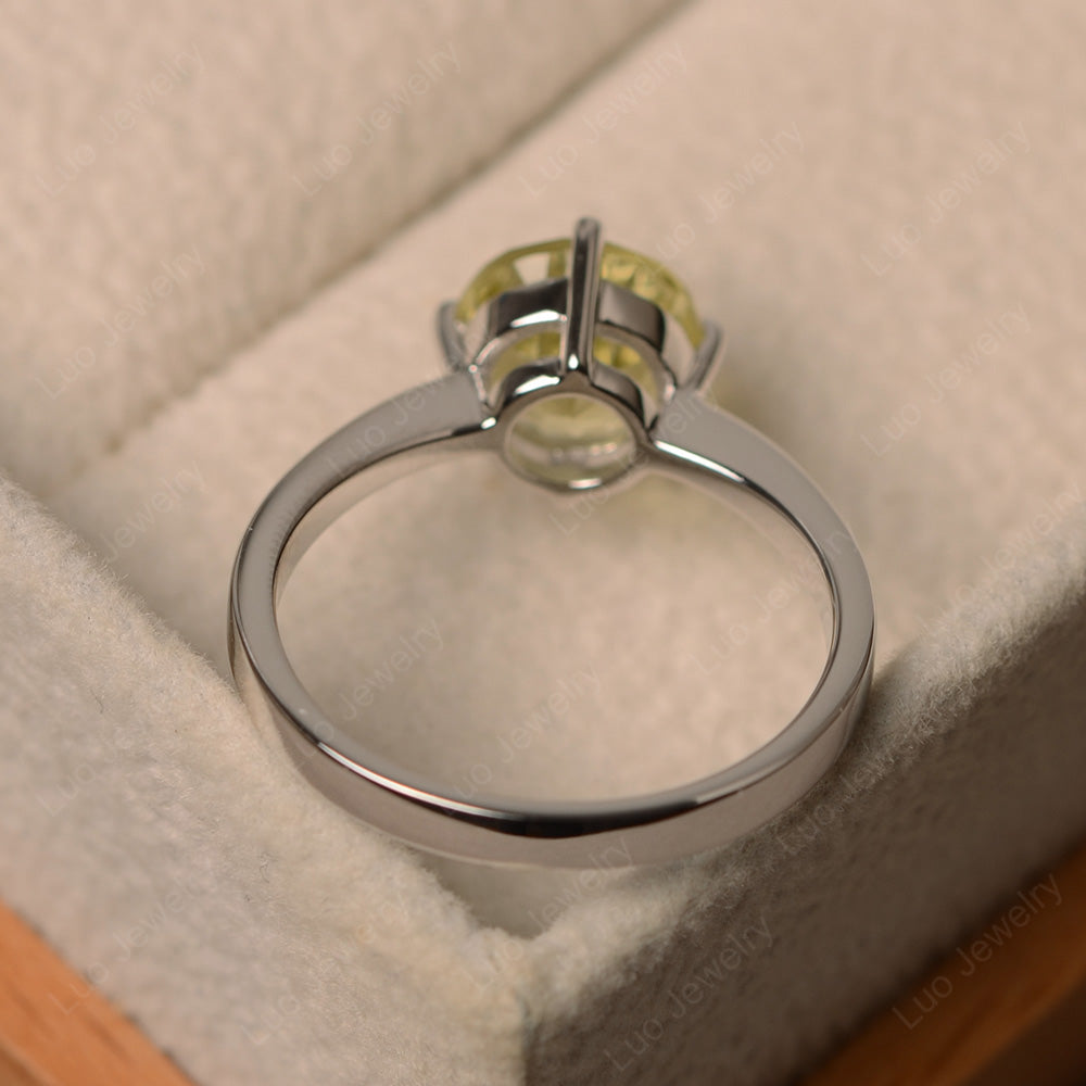Round Cut Kite Set Lemon Quartz Solitaire Ring - LUO Jewelry
