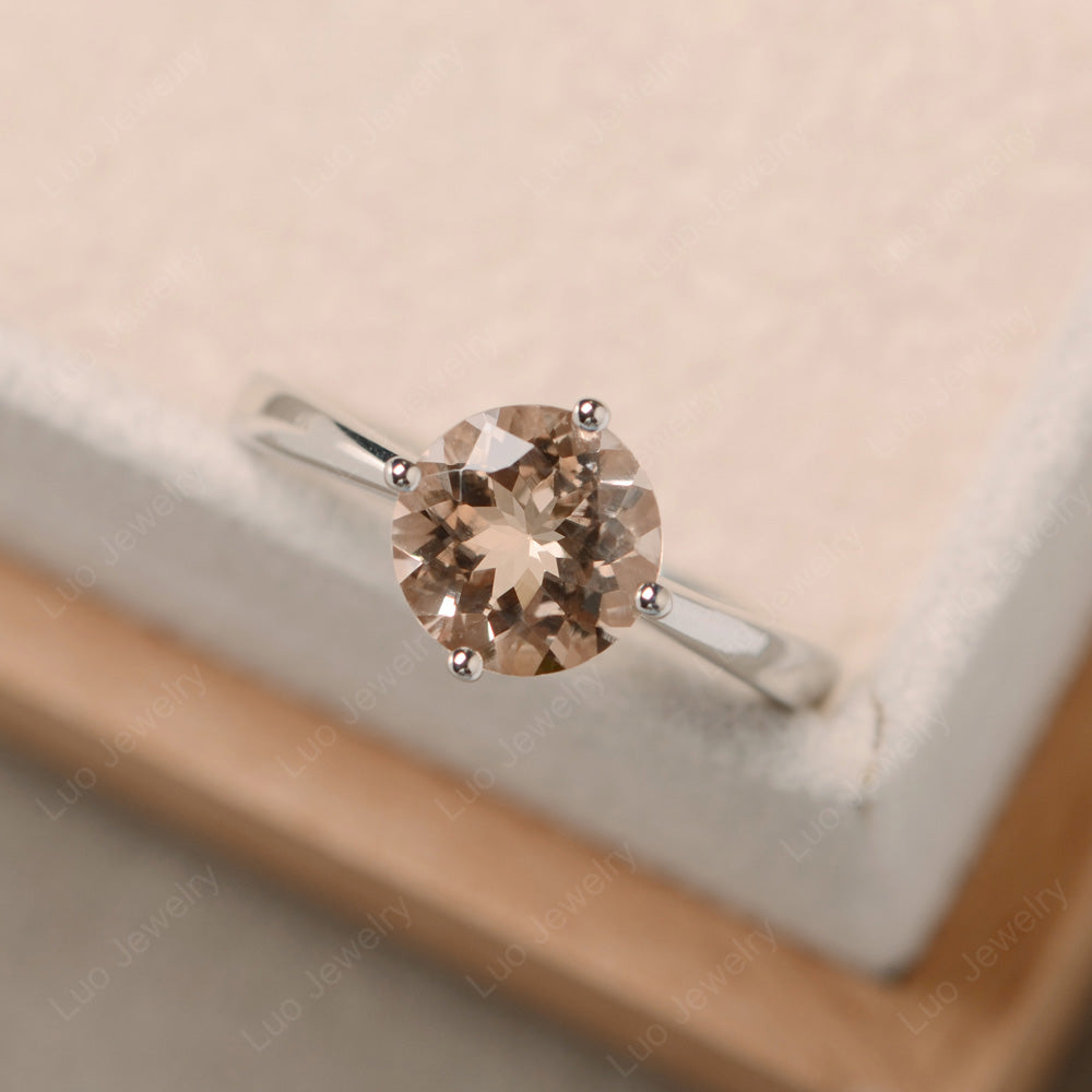 Round Cut Kite Set Morganite Solitaire Ring - LUO Jewelry