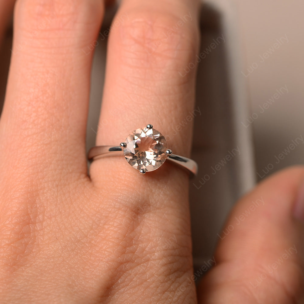 Round Cut Kite Set Morganite Solitaire Ring - LUO Jewelry