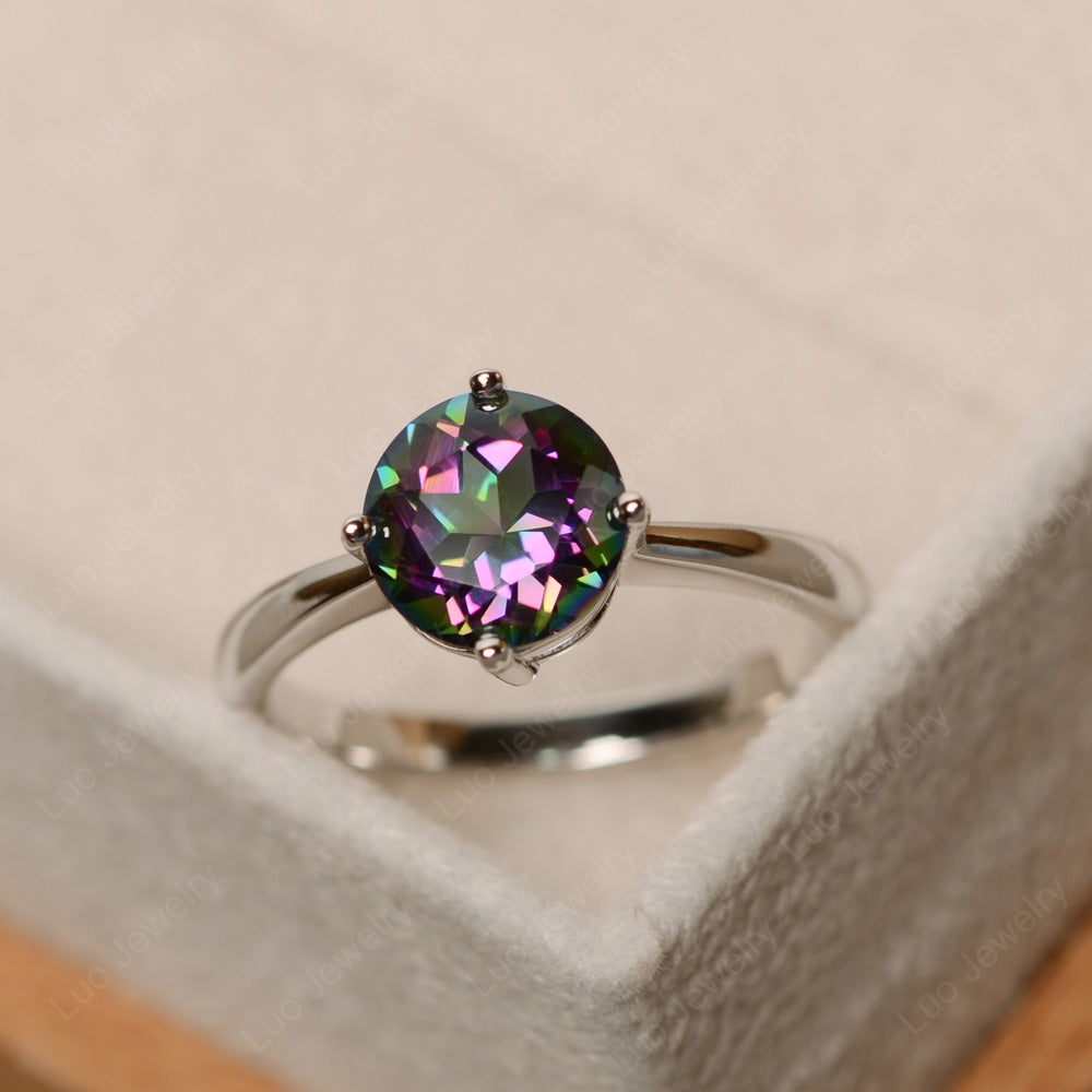 Round Cut Kite Set Mystic Topaz Solitaire Ring - LUO Jewelry