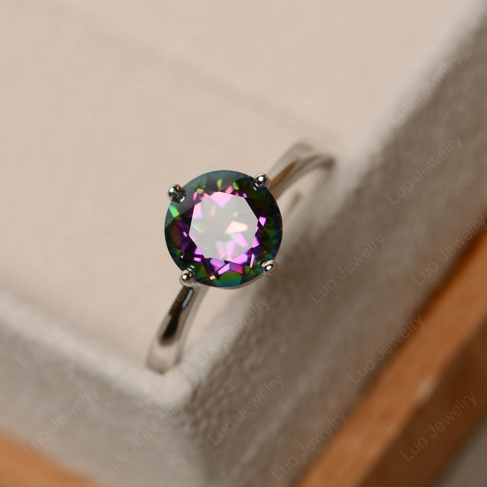 Round Cut Kite Set Mystic Topaz Solitaire Ring - LUO Jewelry