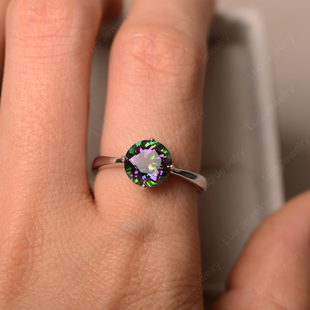 Round Cut Kite Set Mystic Topaz Solitaire Ring - LUO Jewelry