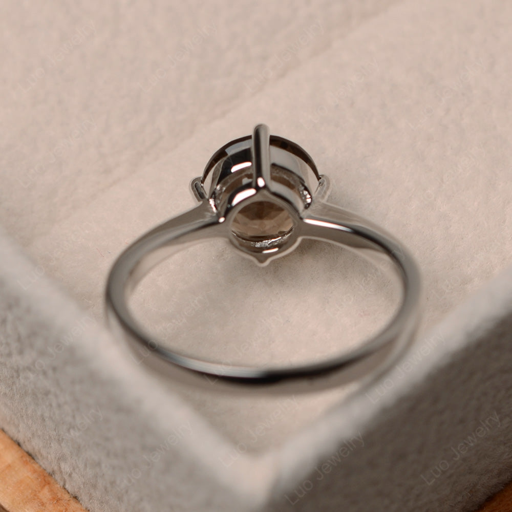 Round Cut Kite Set Smoky Quartz  Solitaire Ring - LUO Jewelry