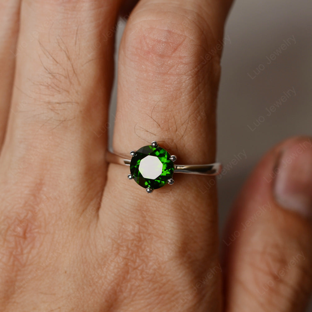 Six Prong Diopside Solitaire Ring For Women - LUO Jewelry