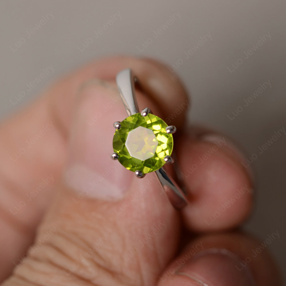 Six Prong Peridot Solitaire Ring For Women - LUO Jewelry