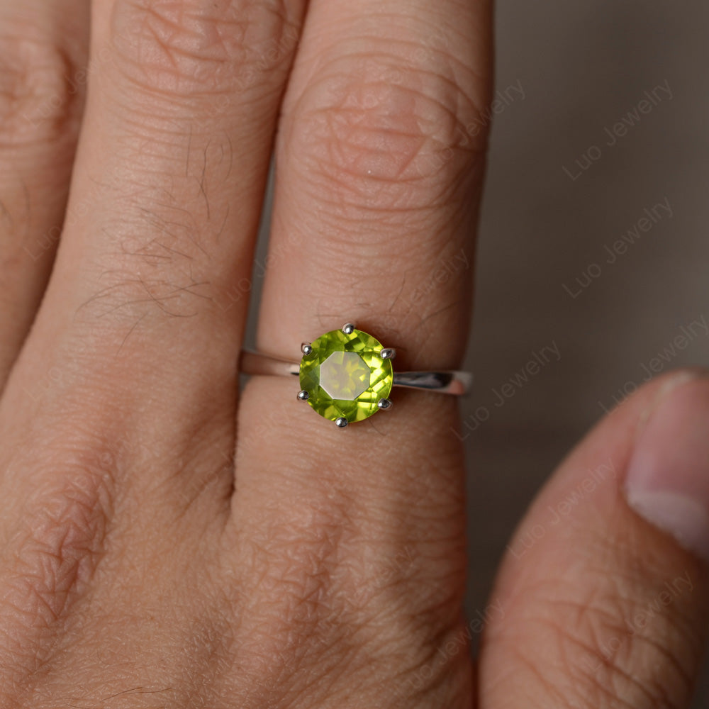 Six Prong Peridot Solitaire Ring For Women - LUO Jewelry