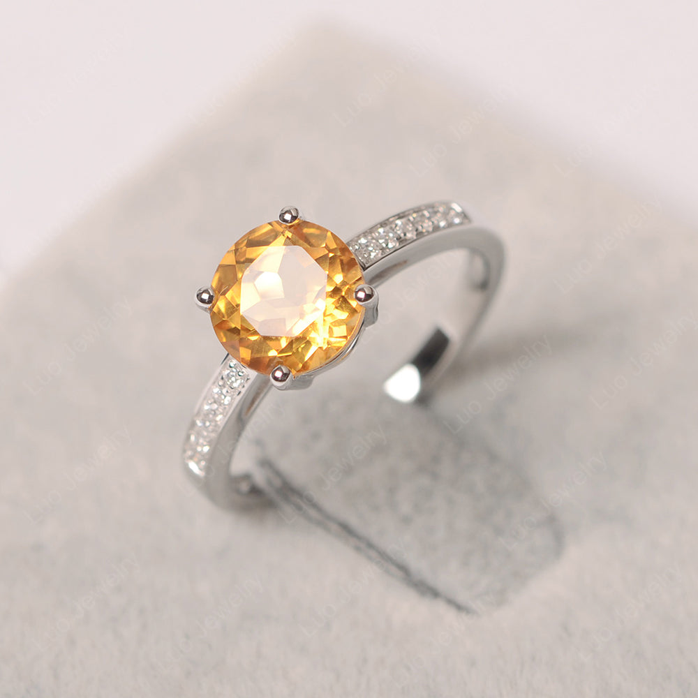 Round Cut Citrine Ring Yellow Gold - LUO Jewelry