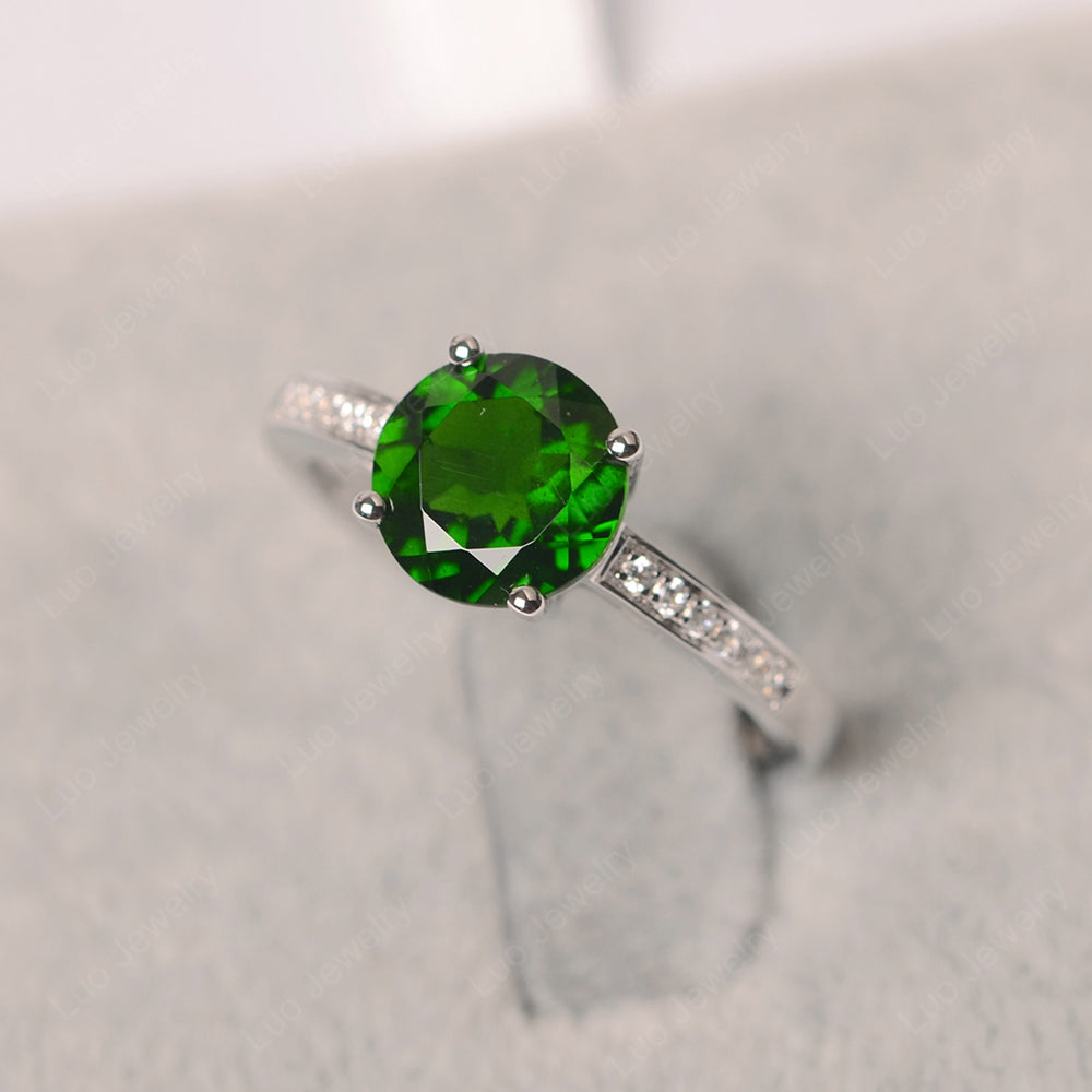 Round Cut Diopside Ring Yellow Gold - LUO Jewelry