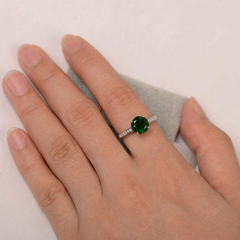 Round Cut Diopside Ring Yellow Gold - LUO Jewelry