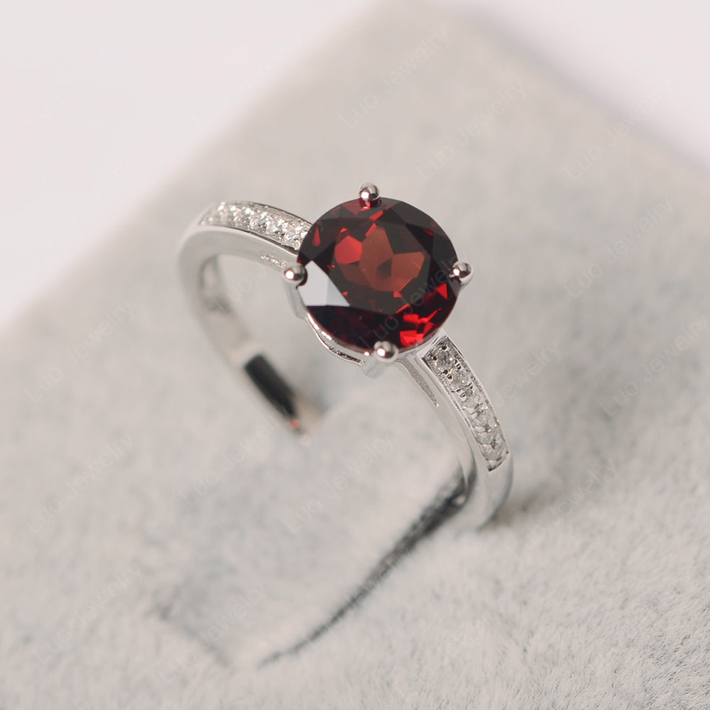 Round Cut Garnet Ring Yellow Gold - LUO Jewelry