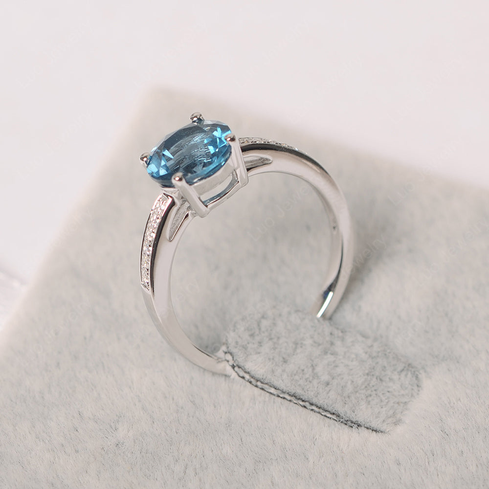 Round Cut London Blue Topaz Ring Yellow Gold - LUO Jewelry