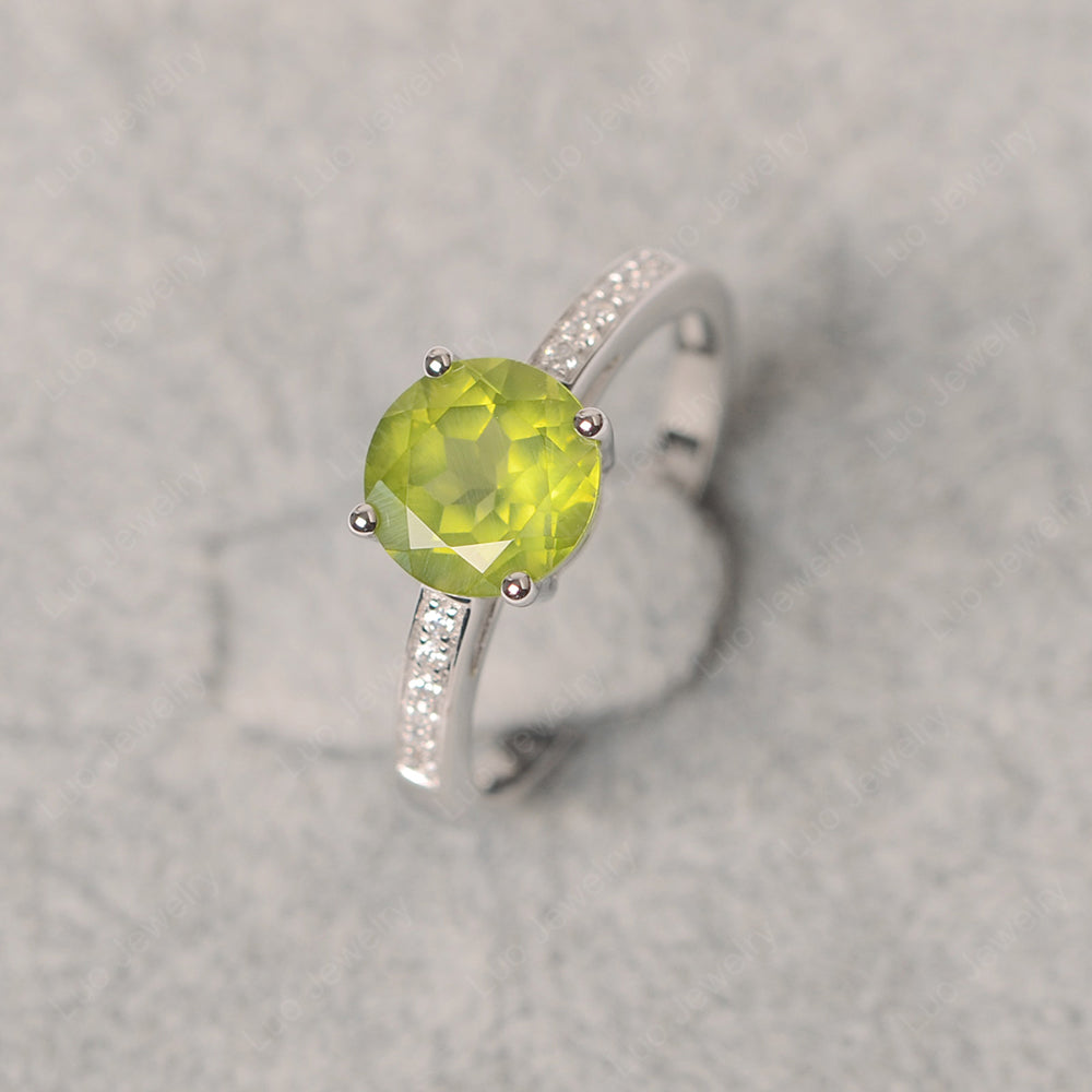 Round Cut Peridot Ring Yellow Gold - LUO Jewelry