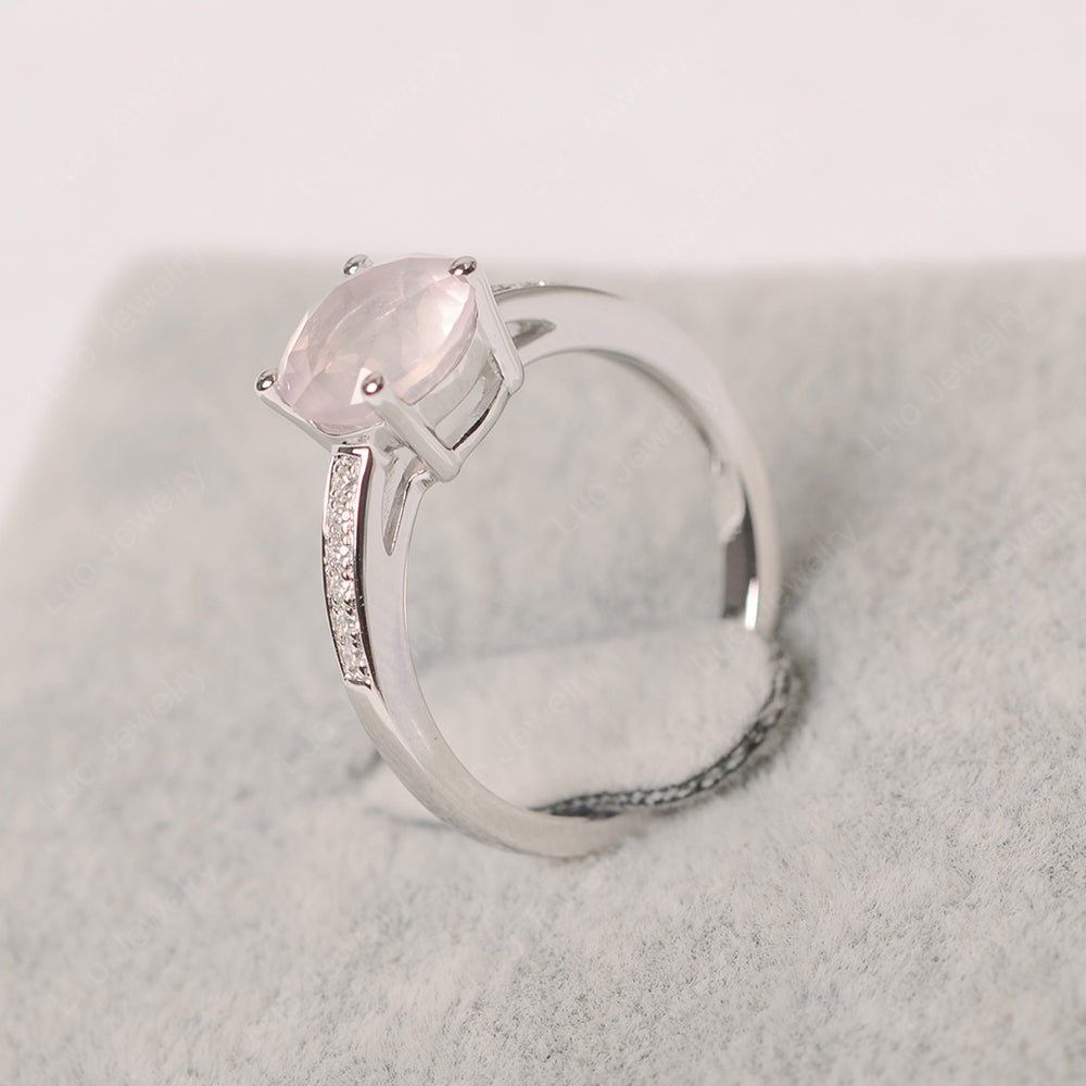 Round Cut Rose Quartz Ring Yellow Gold - LUO Jewelry
