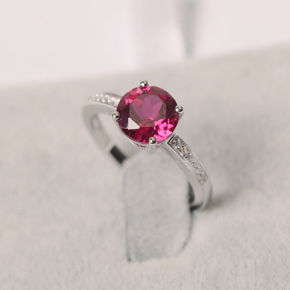 Round Cut Ruby Ring Yellow Gold - LUO Jewelry