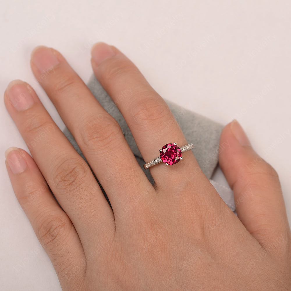 Round Cut Ruby Ring Yellow Gold - LUO Jewelry