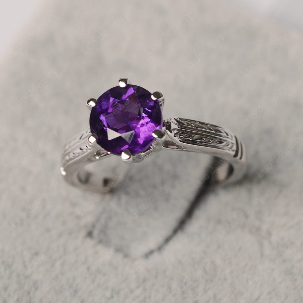 Vintage Amethyst Cathedral Engagement Ring - LUO Jewelry