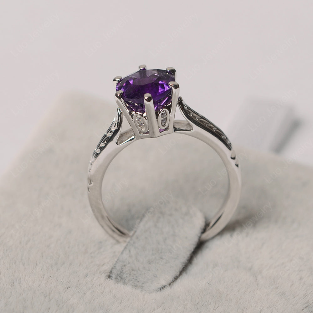 Vintage Amethyst Cathedral Engagement Ring - LUO Jewelry