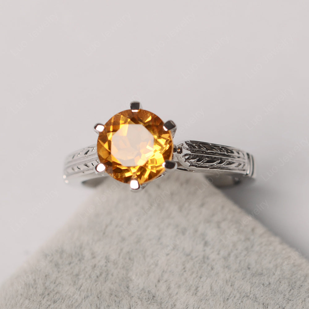 Vintage Citrine Cathedral Engagement Ring - LUO Jewelry