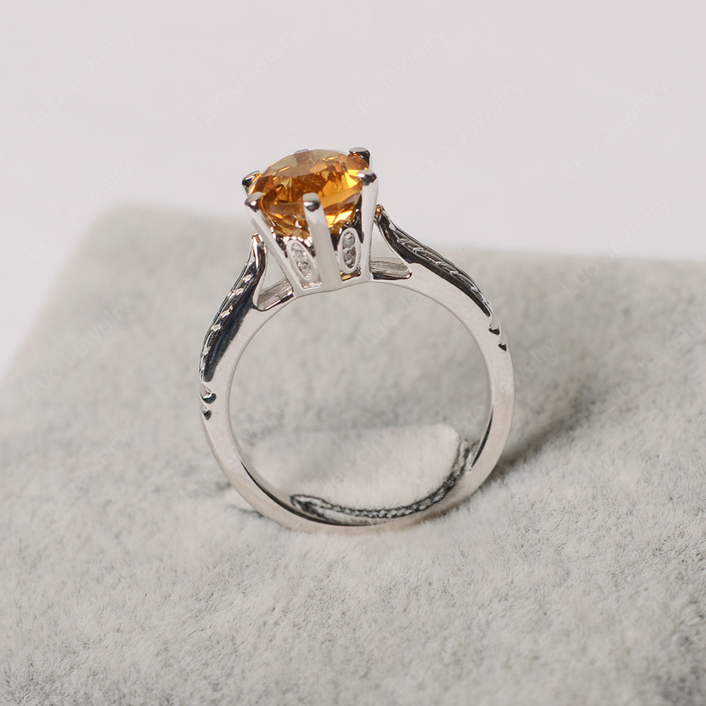 Vintage Citrine Cathedral Engagement Ring - LUO Jewelry