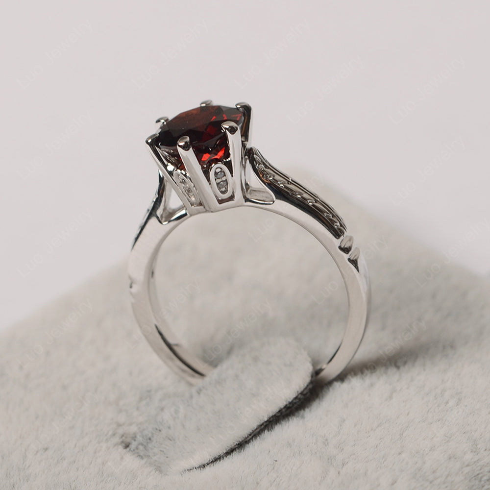 Vintage Garnet Cathedral Engagement Ring - LUO Jewelry